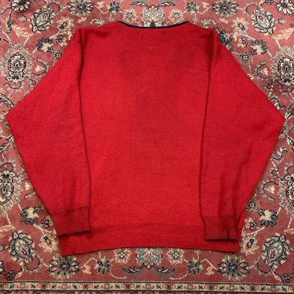 Vintage Tommy Hilfiger Knitted Jumper Red 90s Cotton - Picture 5 of 7